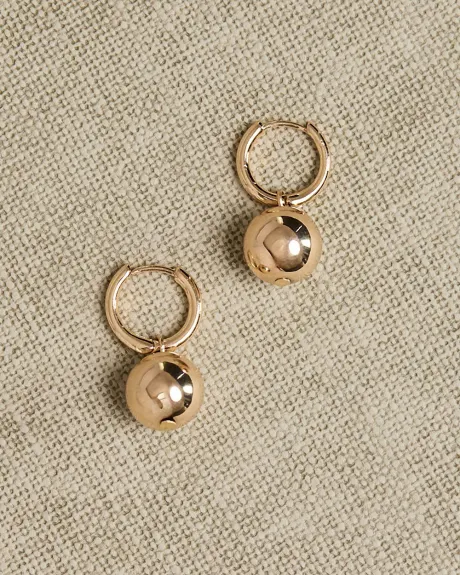 2-in-1 Small Hoops with Ball Pendants