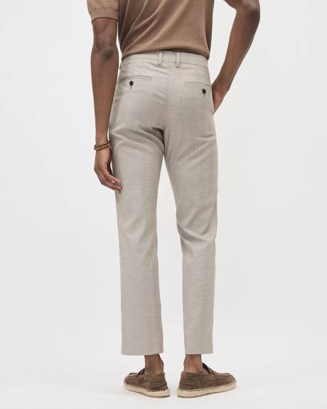 Pantalon de Ville Carreauté Taupe à Coupe Ajustée