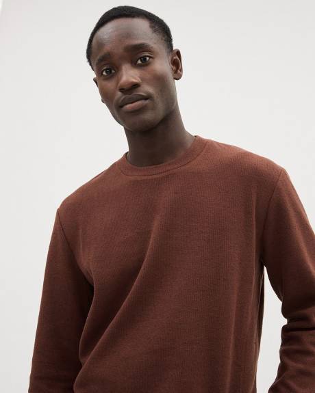 Brushed Waffle Crew-Neck Ribbed Sweater