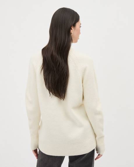 Long-Sleeve Funnel-Neck Spongy Tunic