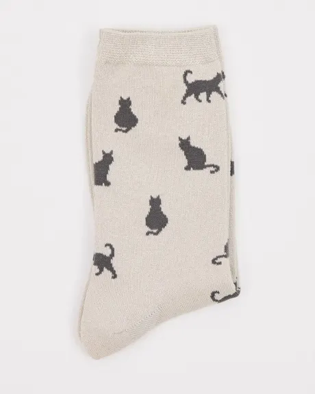 Crew Socks with Lurex Fibres and Cats