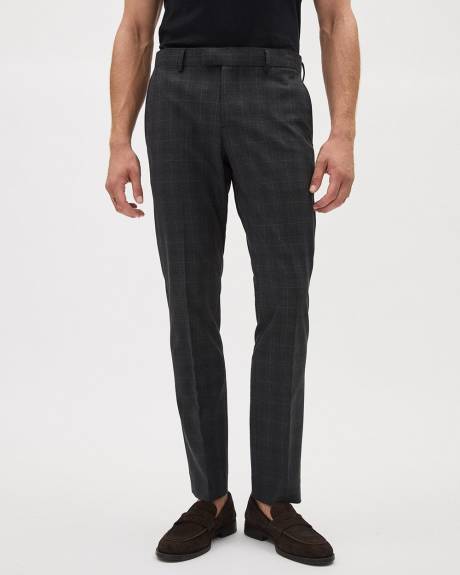 Pantalon de Complet Carreauté Gris Foncé à Coupe Étroite