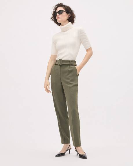 Tapered-Leg High-Rise Ankle Pant with Belt