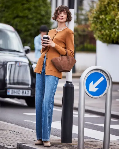 Cardigan Long à Boutonner avec Poches