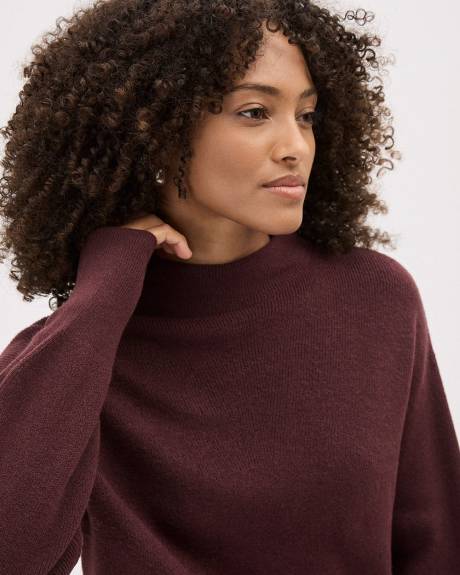 Long-Sleeve Mock-Neck Ribbed Sweater