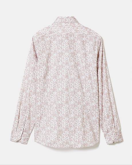 Chemise Habillée Rose à Coupe Ajustée à Motif Floral