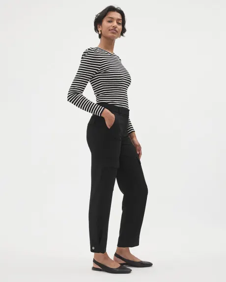 Pantalon Cargo Fluide à Taille Mi-Haute et Jambe Fuselée