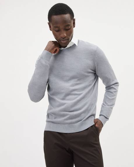 Long-Sleeve Merino-Wool Crewneck Sweater