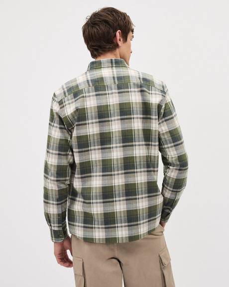 Regular-Fit Green Plaid Flannel Shirt