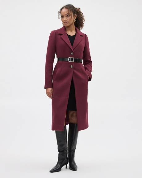 Manteau Long à Coupe Ajustée en Sergé