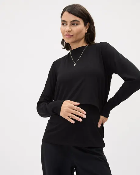 Long-Sleeve Nursing Tee - Thyme Maternity