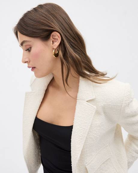 Bouclé Open Double-Breasted Cropped Blazer