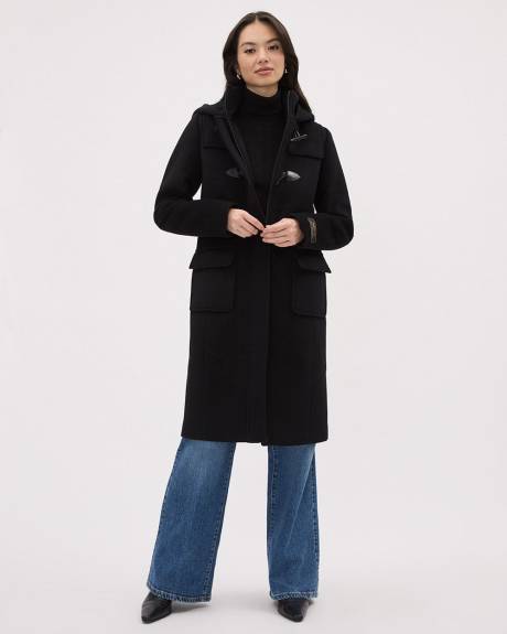 Hooded Wool Coat with Toggle Closure