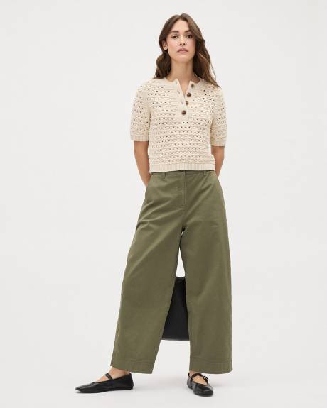 Cotton High-Rise Barrel Pant