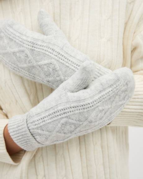 Cable-Knit Mitts with Fleece Lining