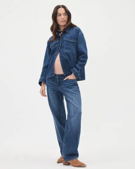 Medium-Wash Tapered-Leg Jeans - Thyme Maternity