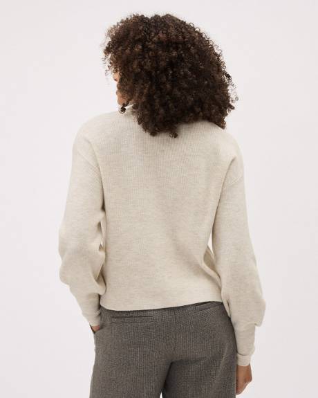 Long-Sleeve Mock-Neck Ribbed Sweater