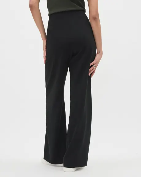 Black Mid-Rise Wide-Leg Flowy Pant