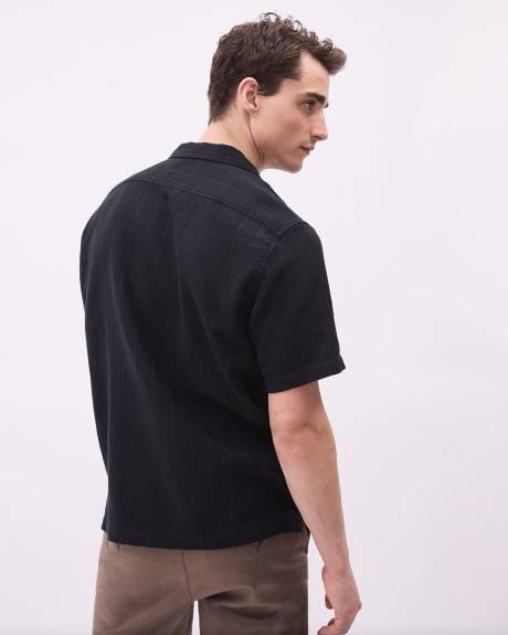 Short-Sleeve Solid Shirt with Camp Collar