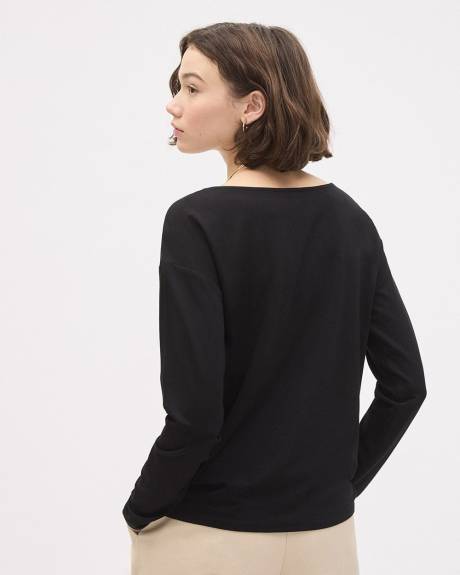 Long-Sleeve Boat-Neck Relaxed Tee