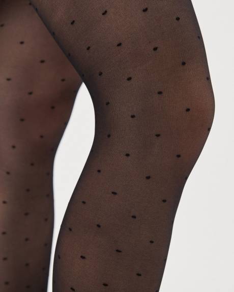 Dotted Semi-Sheer Black Tights