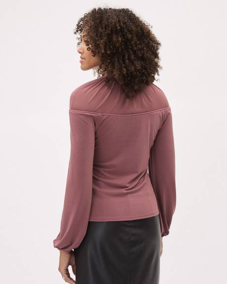 Long-Sleeve Crew-Neck Top with Mesh Yoke