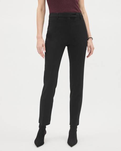 Pantalon Noir à Jambe Étroite et Taille Mi-Haute