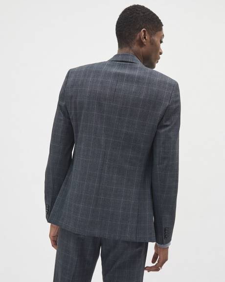 Slim-Fit Checkered Denim-Like Suit Blazer