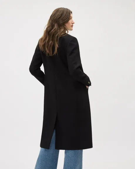 Manteau Long à Coupe Ajustée en Sergé