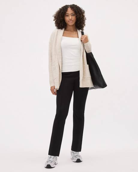 Solid Pull-On High-Rise Slim-Leg Ankle Pant