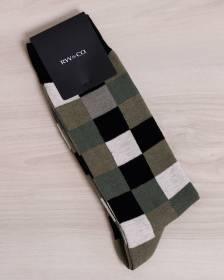 Socks with Square Geometric Pattern