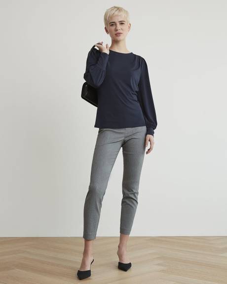 Crew-Neck Top with Long Puffy Sleeves