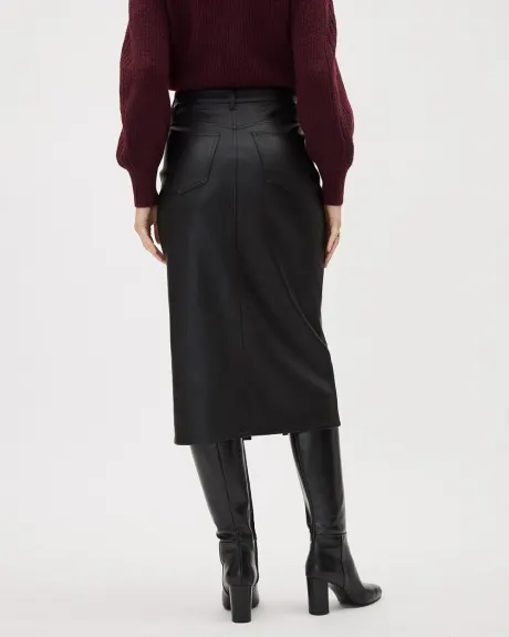 Black Faux Leather Midi Skirt