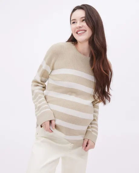 Long-Flare-Sleeve Boat-Neck Sweater - Thyme Maternity