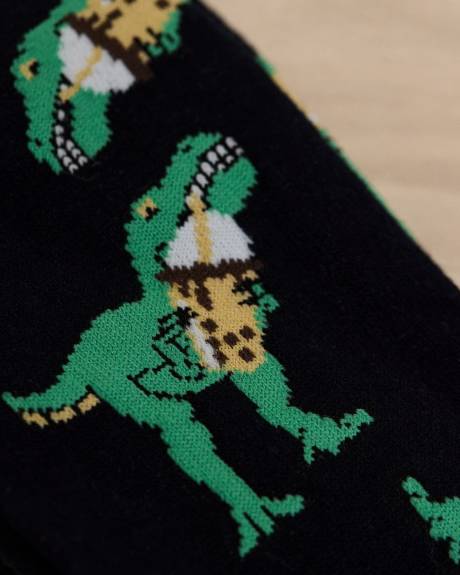 Bubble Tea Dinosaur Socks