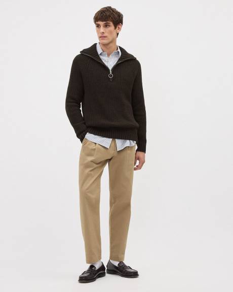 Straight-Leg Pleated Chino Pant