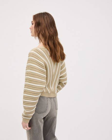 Long-Sleeve Boat-Neck Cotton Sweater