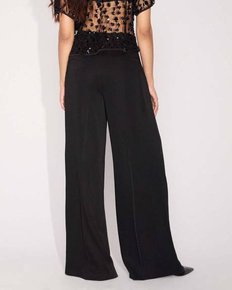 Satin High-Rise Wide-Leg Pant