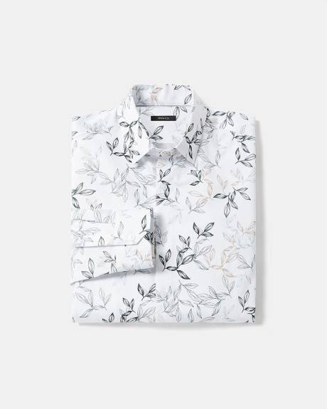 Tailored-Fit Dress Shirt with Foliage Print