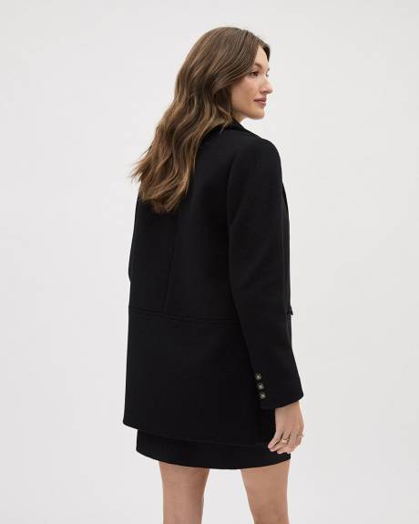 Manteau Caban en Laine Noire à Boutonnage Double