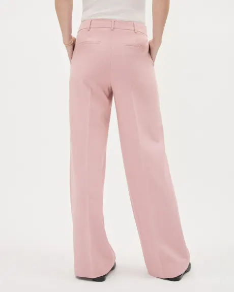 Pantalon Rose à Jambe Large et Taille Haute