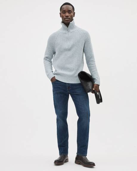 Long-Sleeve Half-Zip Mock-Neck Sweater