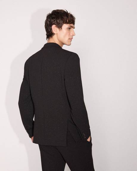 Veston de Complet Noir à Coupe Étroite avec Fibres Métalliques