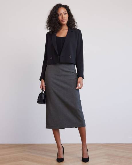 Twill Pencil Midi Skirt