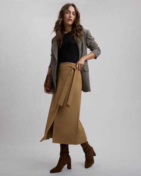 Caramel Straight Midi Skirt with Wrap Detail