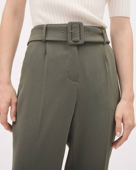 Tapered-Leg High-Rise Ankle Pant with Belt