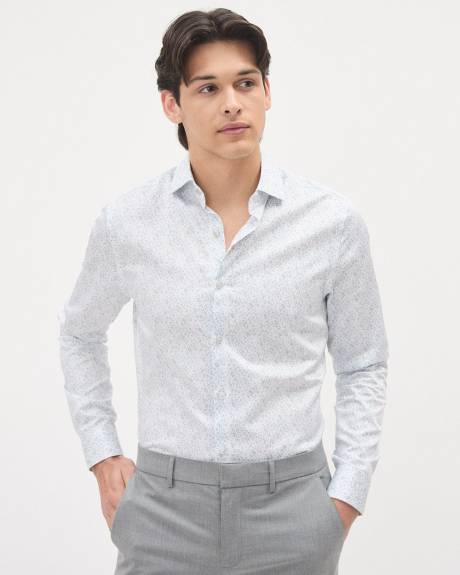 Slim-Fit Dress Shirt with Floral Pattern