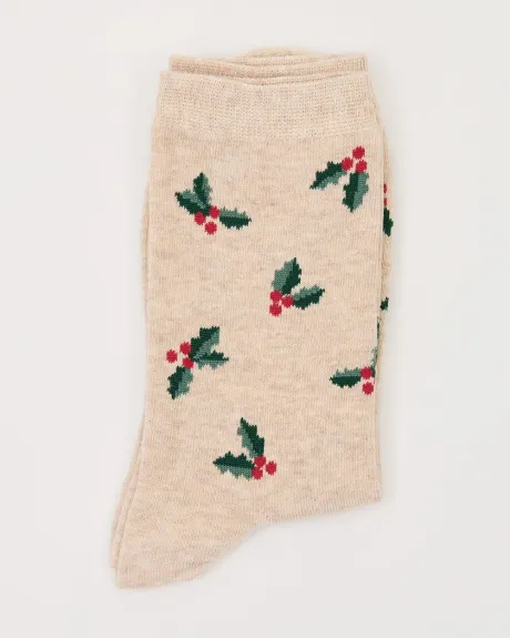 Cotton Socks with Mistletoe