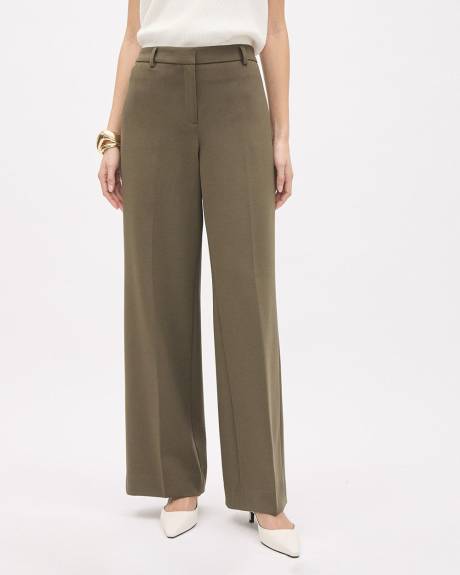 Mid-Rise Wide-Leg Green Heavy Twill Pant