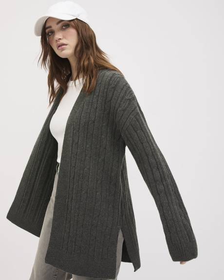 Cardigan Ouvert en Tricot Spongieux à Manches Longues